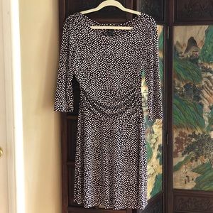 Brown and White Polka Dot Dress w/ 3/4 Sleeves